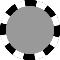 A black and white poker chip

Description automatically generated